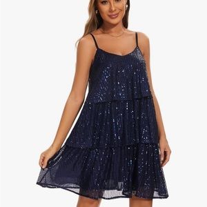FansiNova Navy Blue Sequin Dress